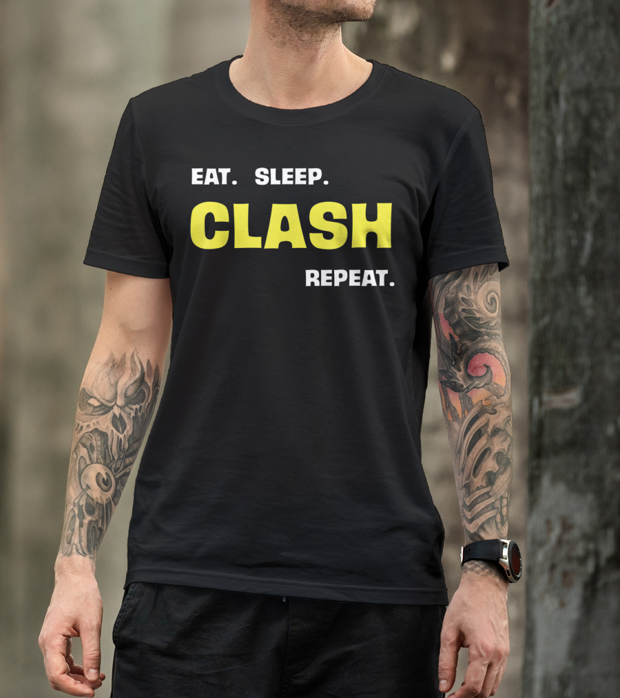 Eat Sleep Clash Repeat Retro Gaming Motif T-Shirt
