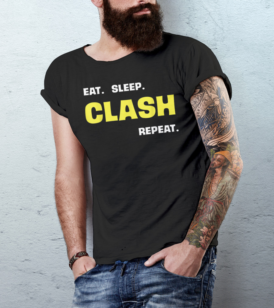 Eat Sleep Clash Repeat Retro Gaming Motif T-Shirt