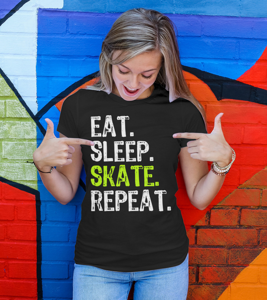 Eat Sleep Skate Repeat Skater Lifestyle Routine T-Shirt