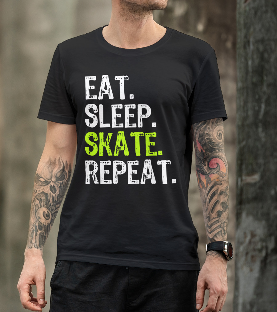 Eat Sleep Skate Repeat Skater Lifestyle Routine T-Shirt