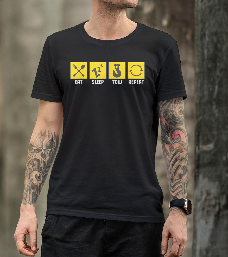 Eat Sleep Tow Repeat Funny Tow Truck Driver Icon Symbols T-Shirt