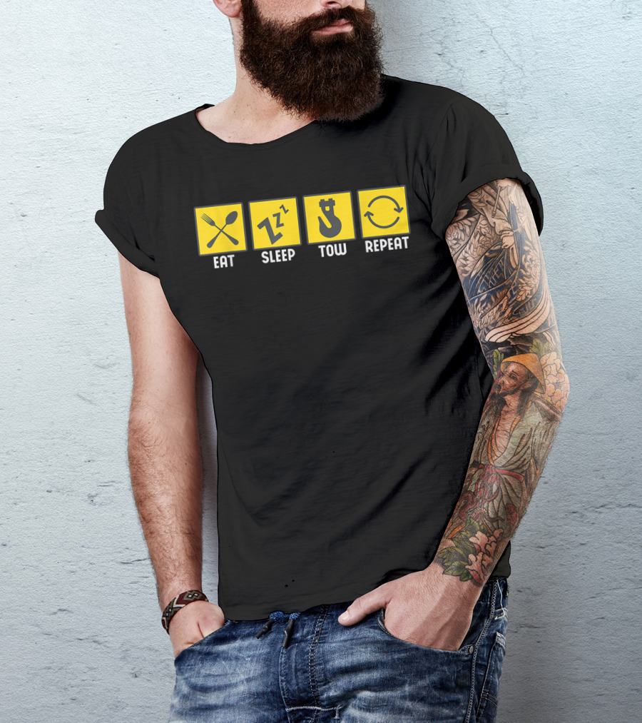 Eat Sleep Tow Repeat Funny Tow Truck Driver Icon Symbols T-Shirt