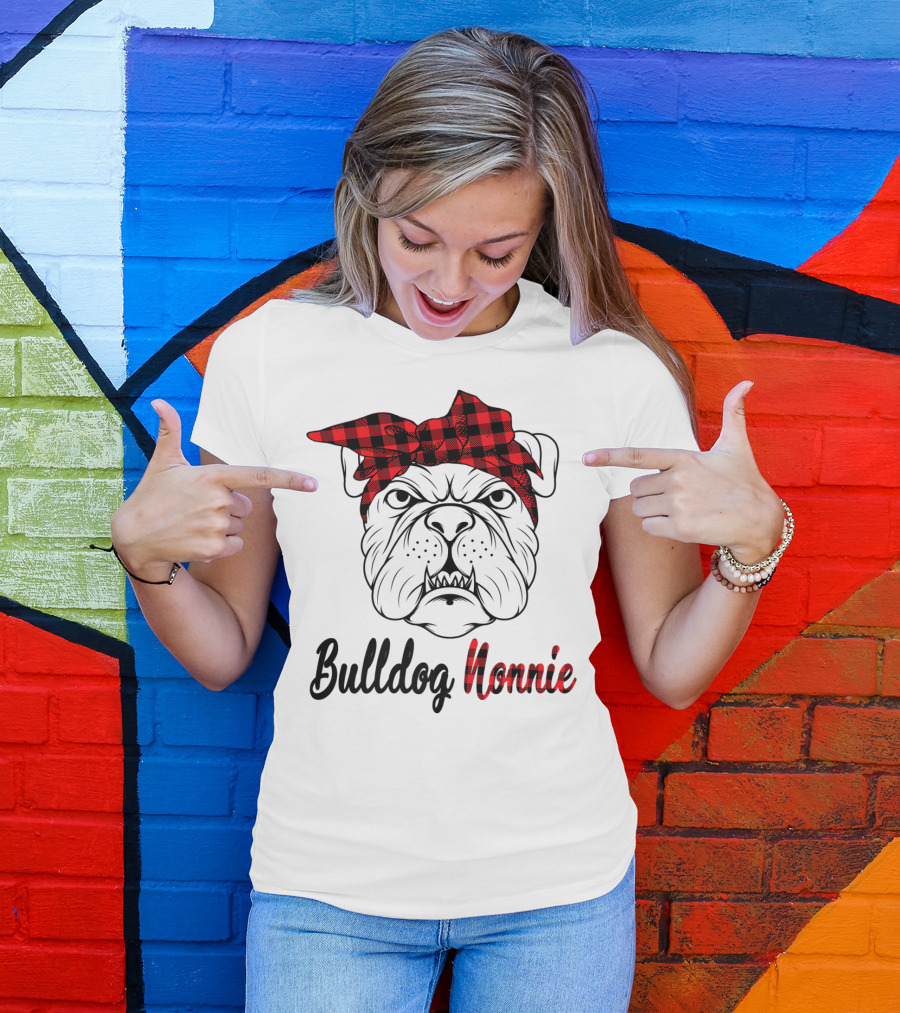 Bulldog Nonnie Plaid Red Bandana Costume T-Shirt