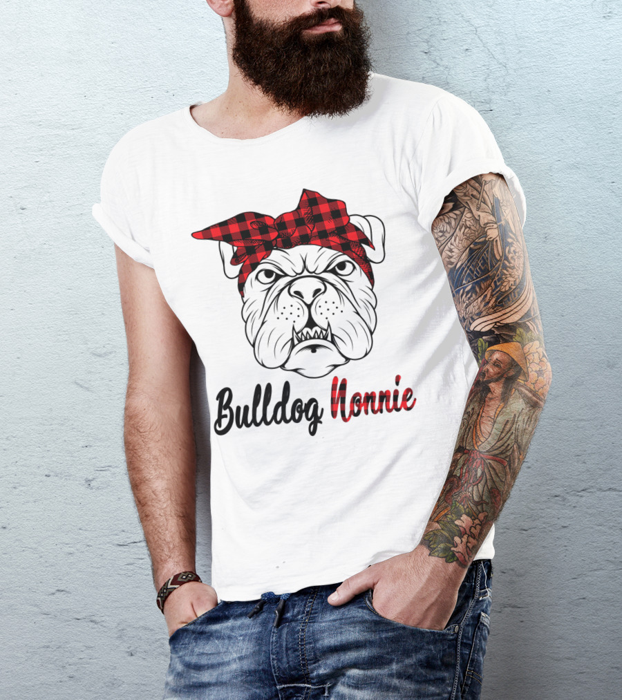 Bulldog Nonnie Plaid Red Bandana Costume T-Shirt