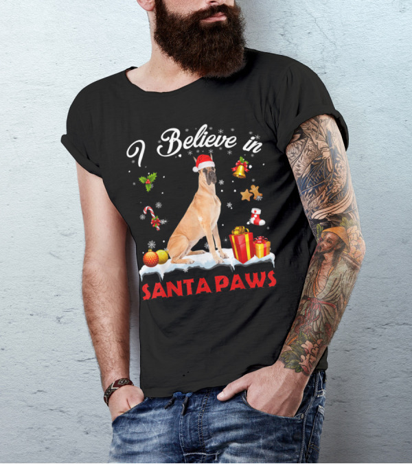 I Believe In Santa Paws Great Dane Christmas Decor T-Shirt