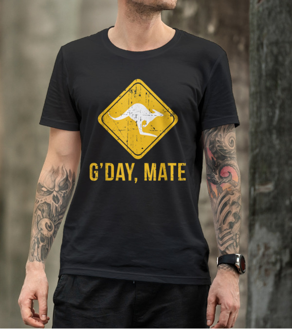 G'day Mate Kangaroo Road Sign Australia Family T-Shirt