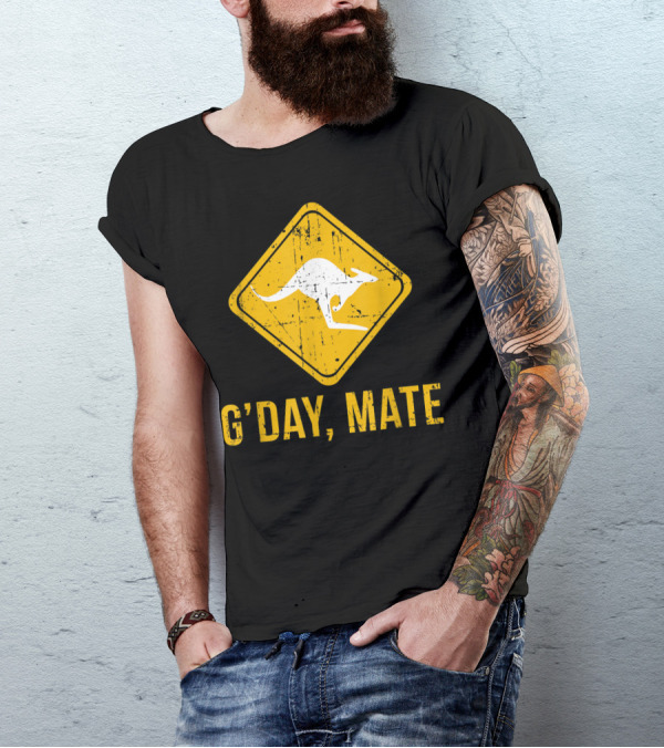G'day Mate Kangaroo Road Sign Australia Family T-Shirt