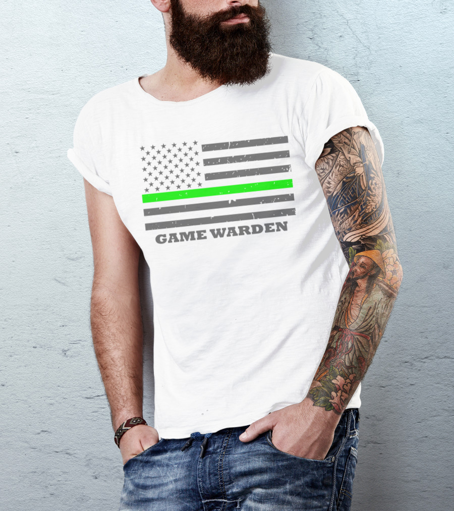 Game Warden Thin Green Line Flag Supporter T-Shirt