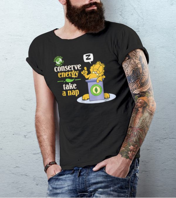 Garfield's Green Tip Conserve Energy Take A Nap T-Shirt
