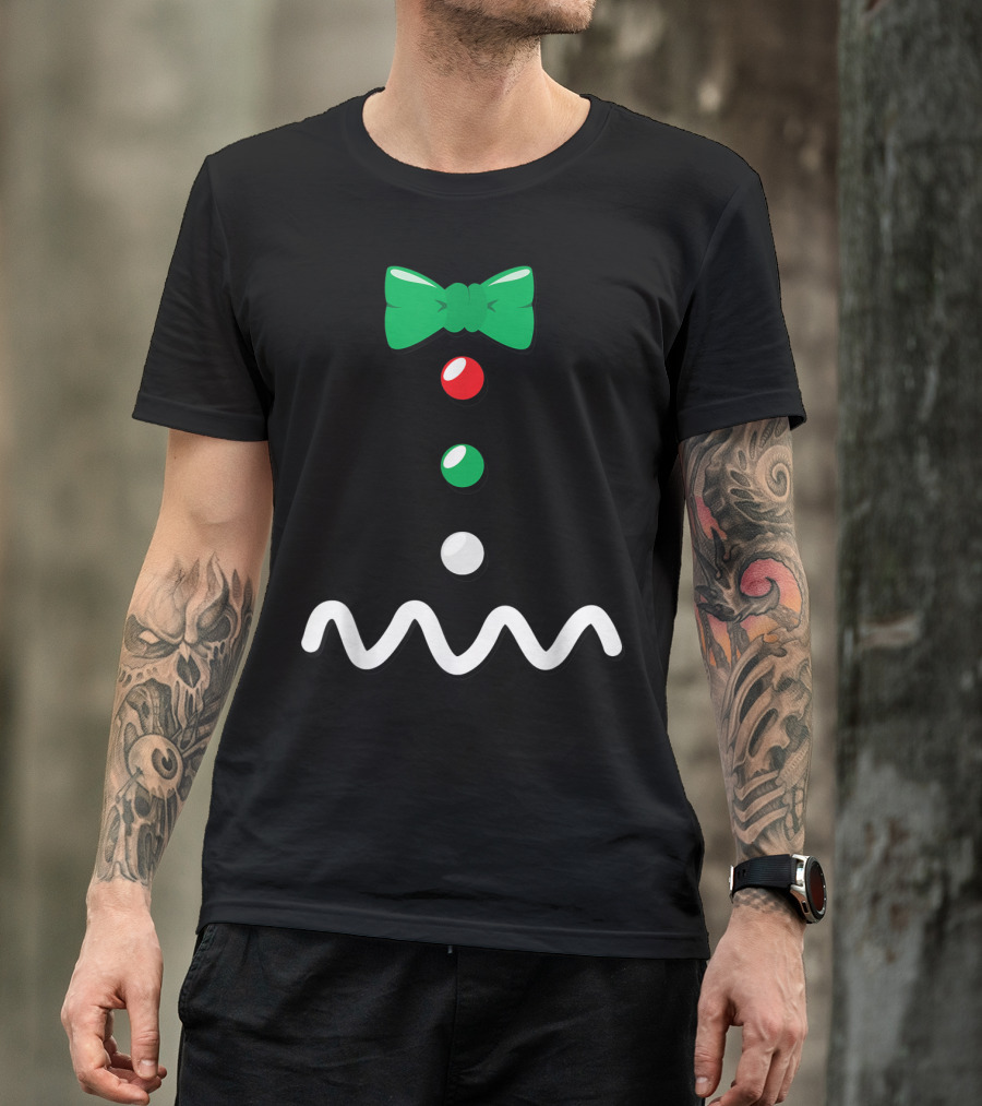 Gingerbread Man Christmas Bow Tie Décor T-Shirt