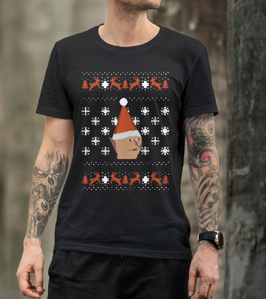 Gnome Child Ugly Christmas Sweater Snowflakes Reindeer Santa Hat T-Shirt