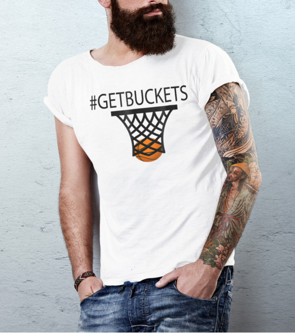 Hashtag Getbuckets Basketball Funny Player Scoring Net T-Shirt