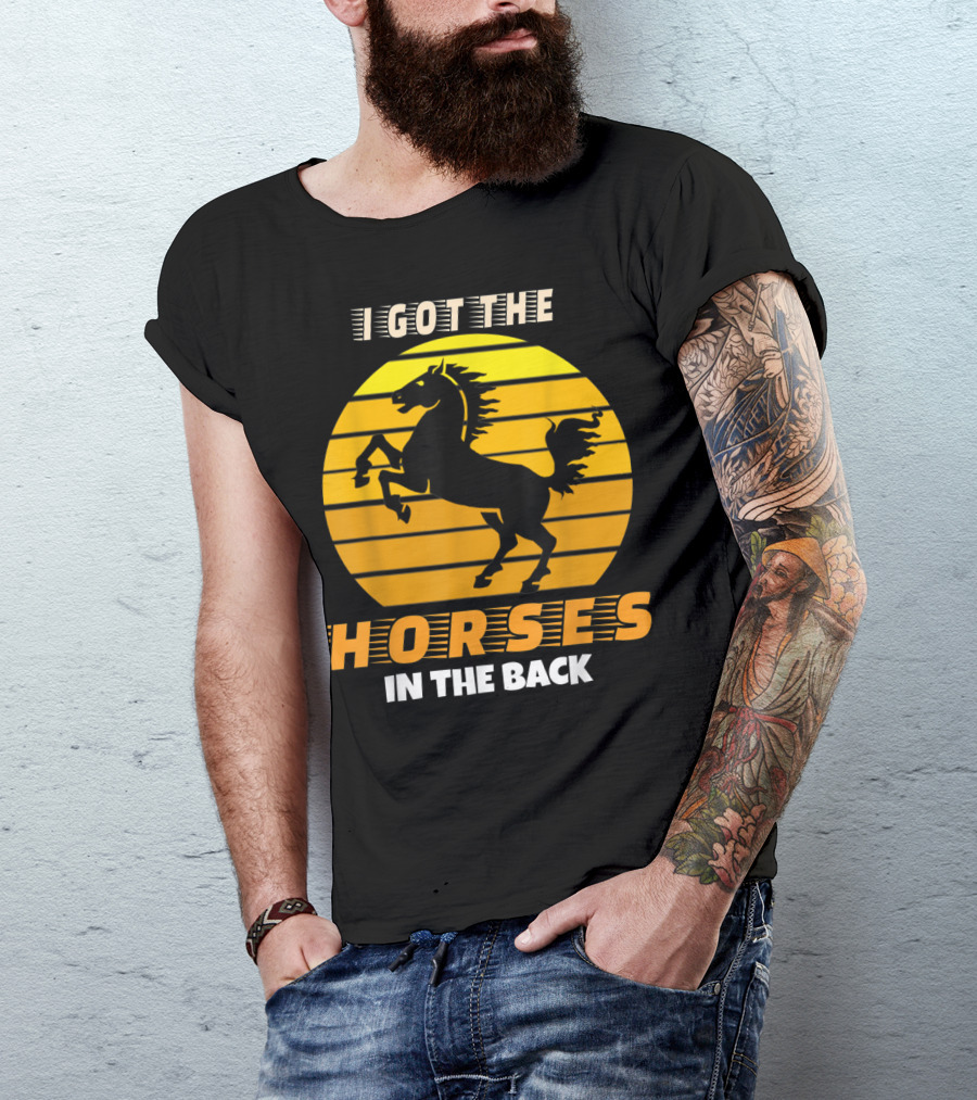 I Got The Horses In The Back Rearing Stallion Sunset T-Shirt