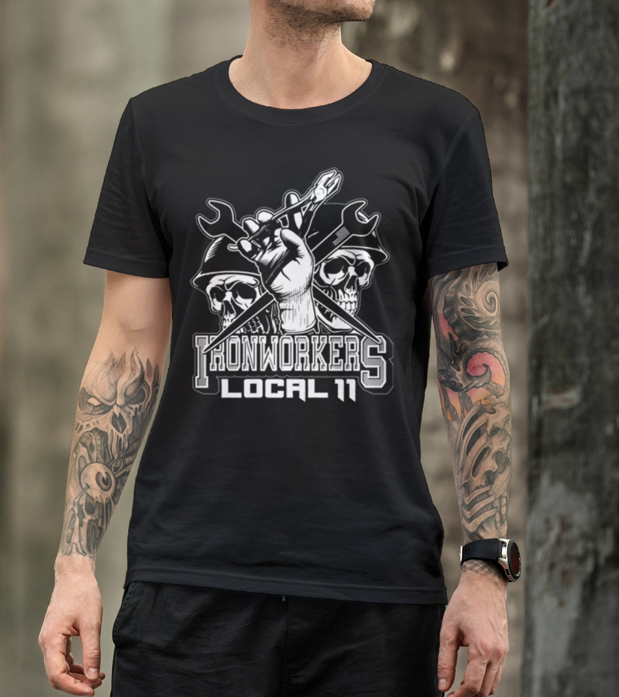 Ironworker Local 11 Newark NJ Skull Spud Ironworkers Local 11 T-Shirt