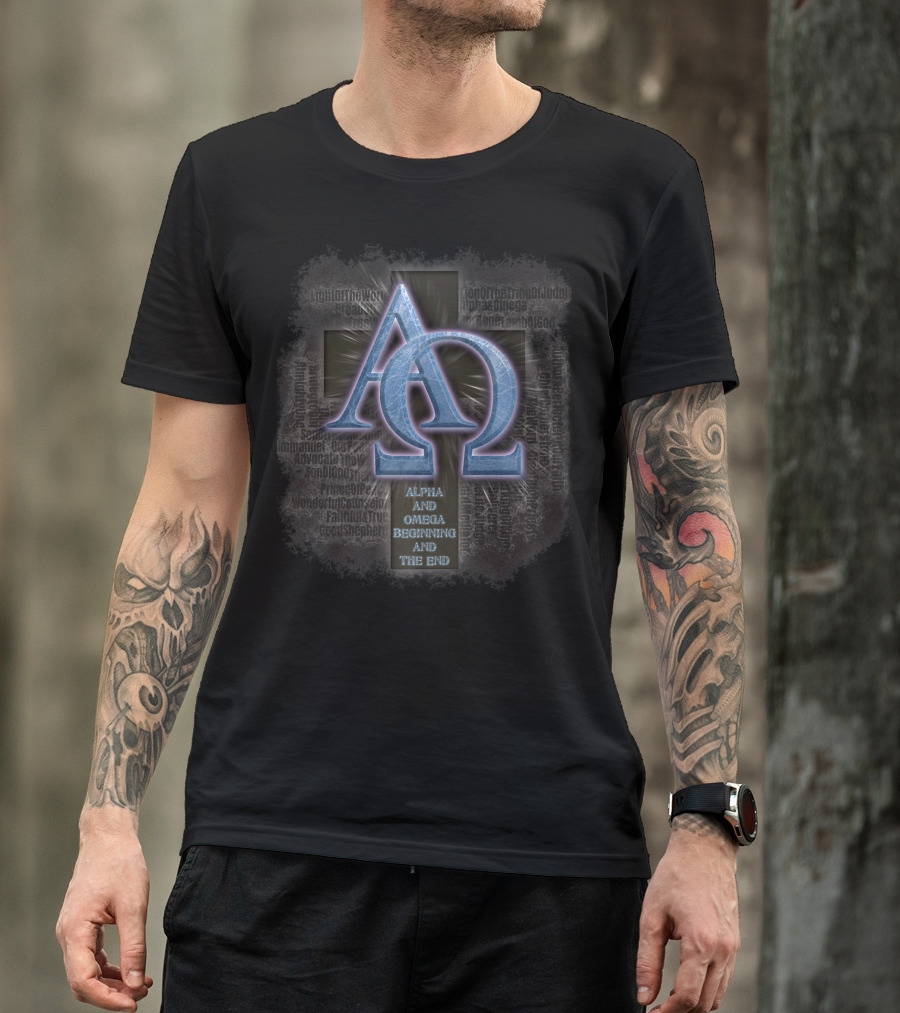 Alpha Omega Beginning And The End Jesus Cross Christian Symbols T-Shirt