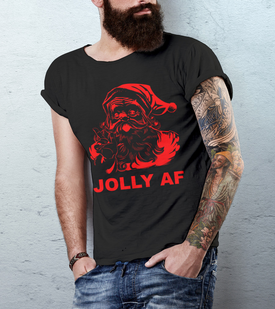 Jolly AF Funny Christmas Santa T-Shirt