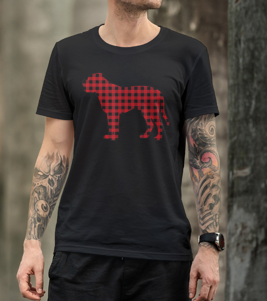 Mastiff Red Plaid Buffalo Christmas Dog T-Shirt