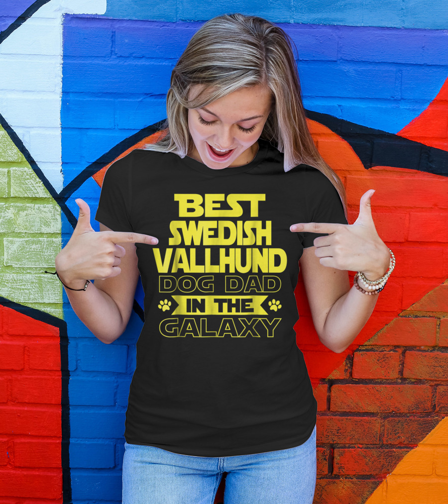 Best Swedish Vallhund Dog Dad In The Galaxy T-Shirt