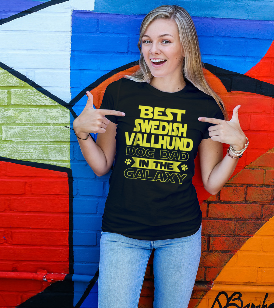 Best Swedish Vallhund Dog Dad In The Galaxy T-Shirt