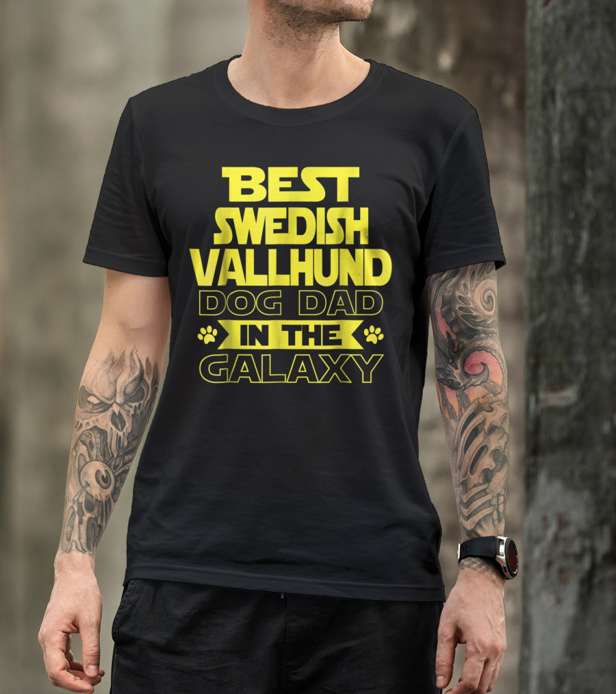 Best Swedish Vallhund Dog Dad In The Galaxy T-Shirt