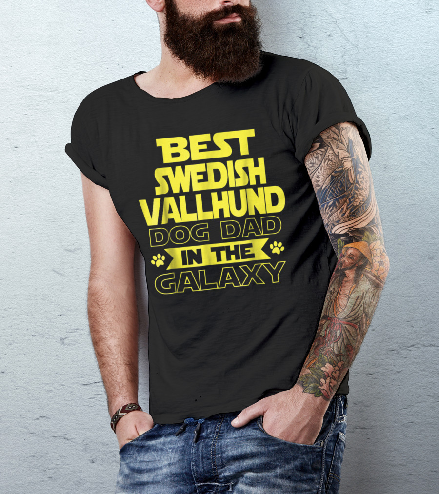 Best Swedish Vallhund Dog Dad In The Galaxy T-Shirt