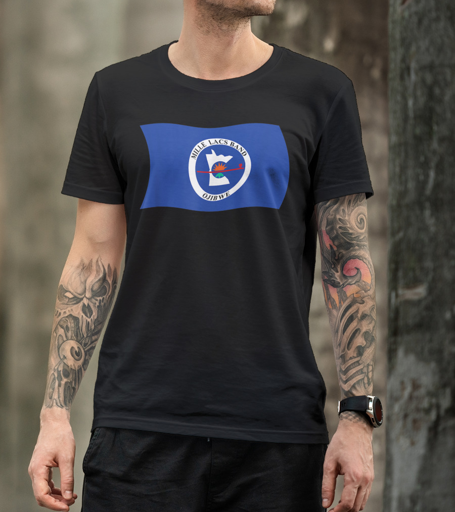 Mille Lacs Band Ojibwe Reservation Flag Blue Background T-Shirt