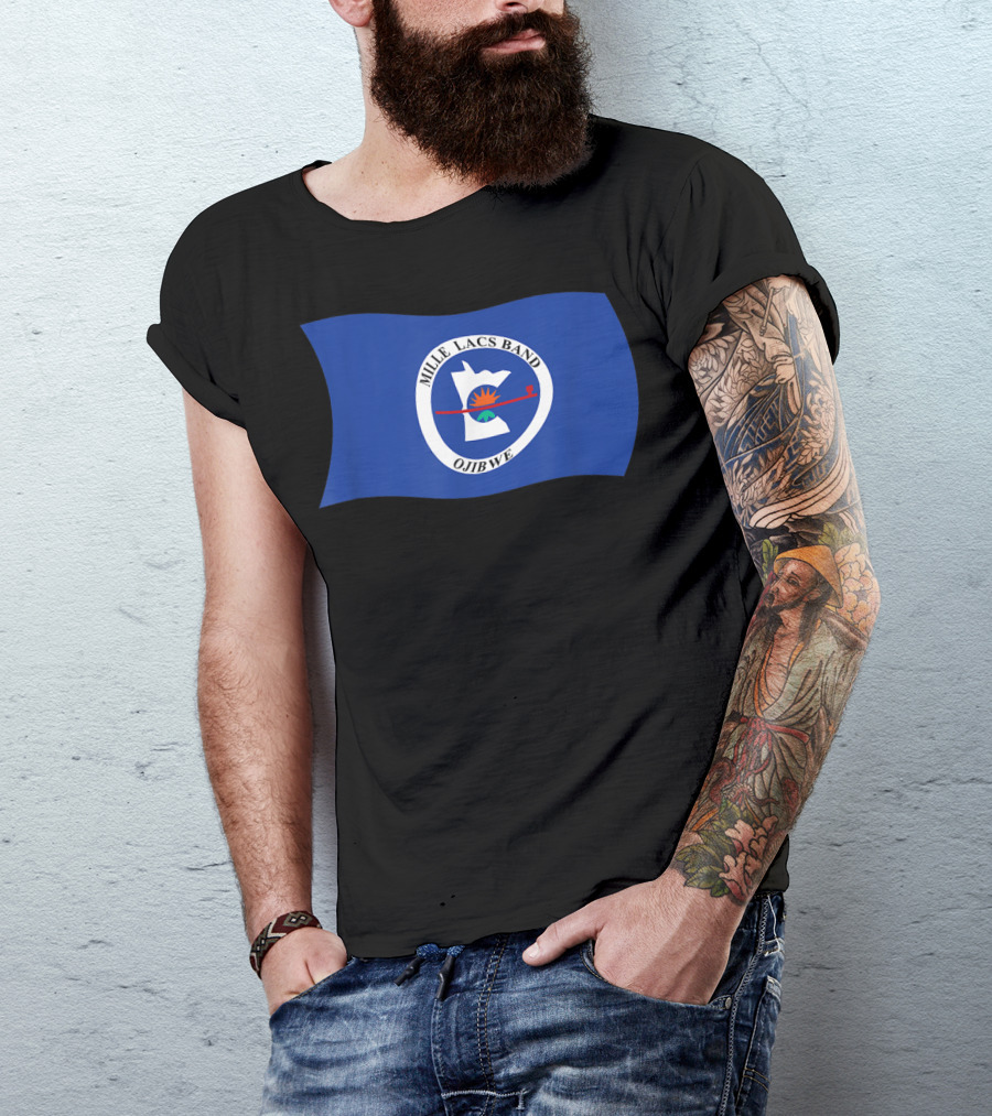Mille Lacs Band Ojibwe Reservation Flag Blue Background T-Shirt