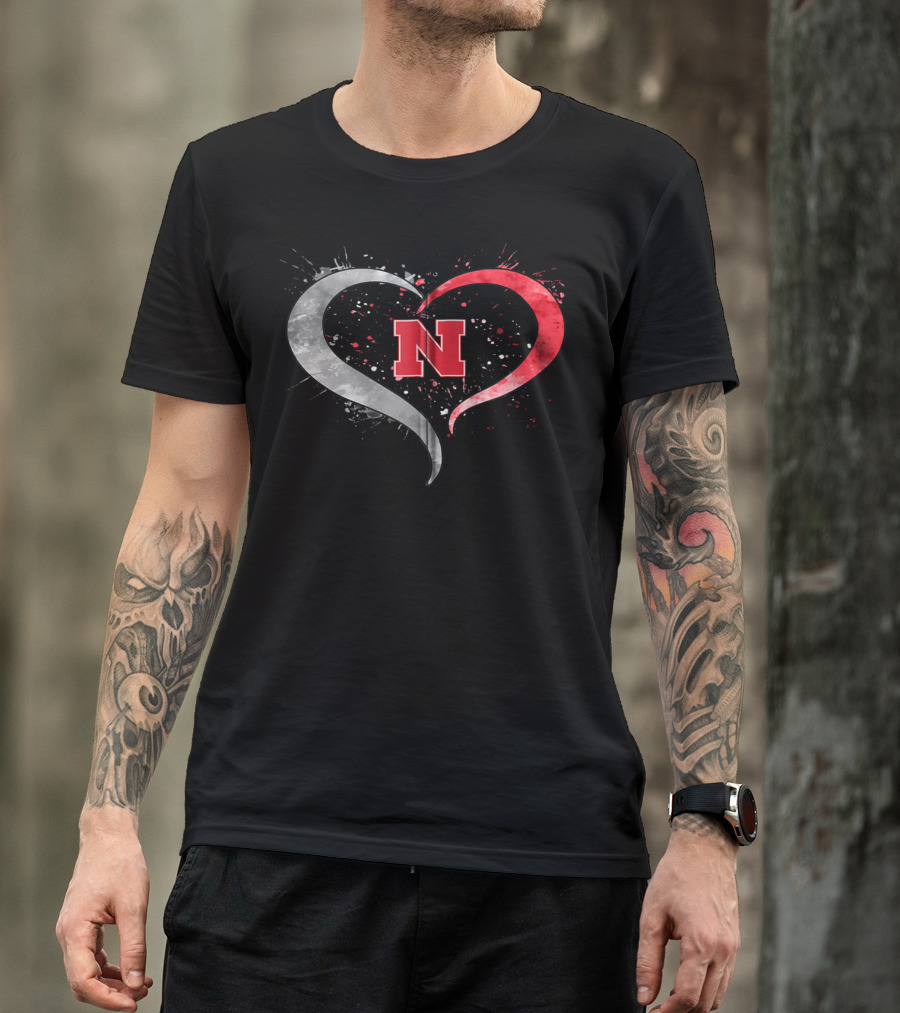 Nebraska Cornhuskers Heart Splatter Game Day N T-Shirt
