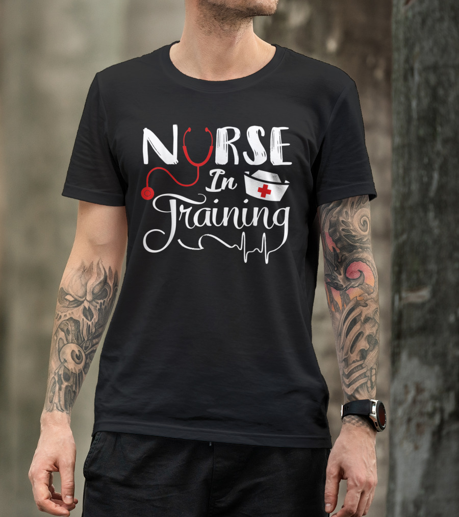 Nurse In Training Future Nurse Nursing Student Stethoscope Nurse Hat EKG T-Shirt
