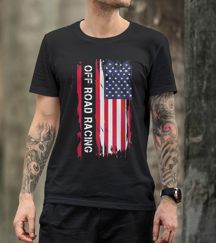 Off Road Racing American Flag T-Shirt