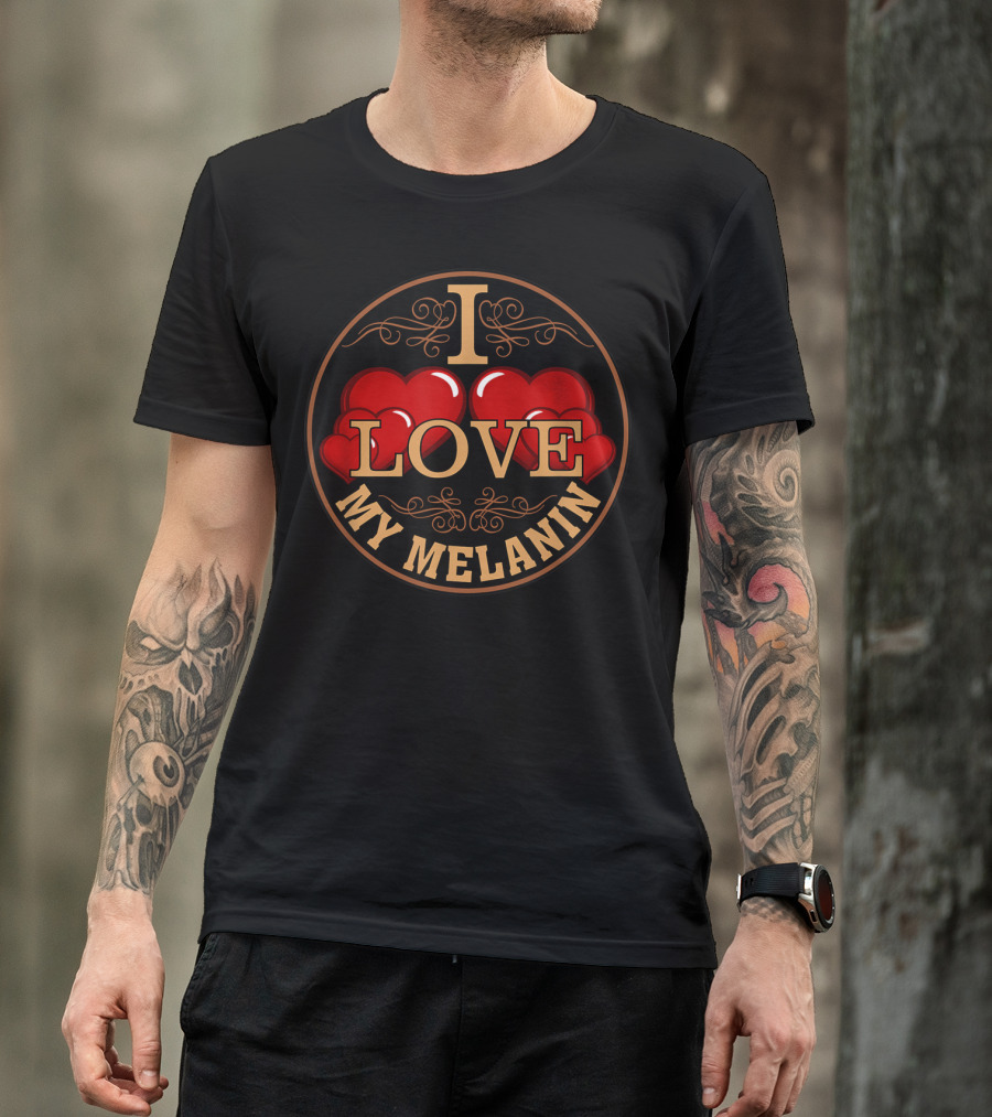 Oheneba I Love My Melanin Black Pride Heart T-Shirt