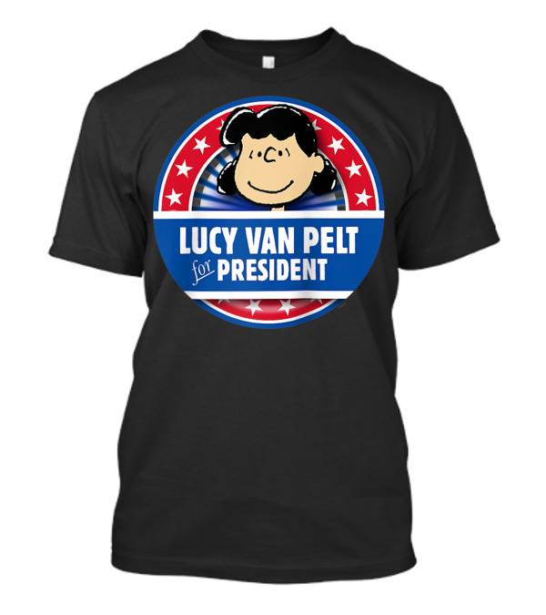 Lucy Van Pelt For President Peanuts Election Badge Stars Red White Blue T-Shirt