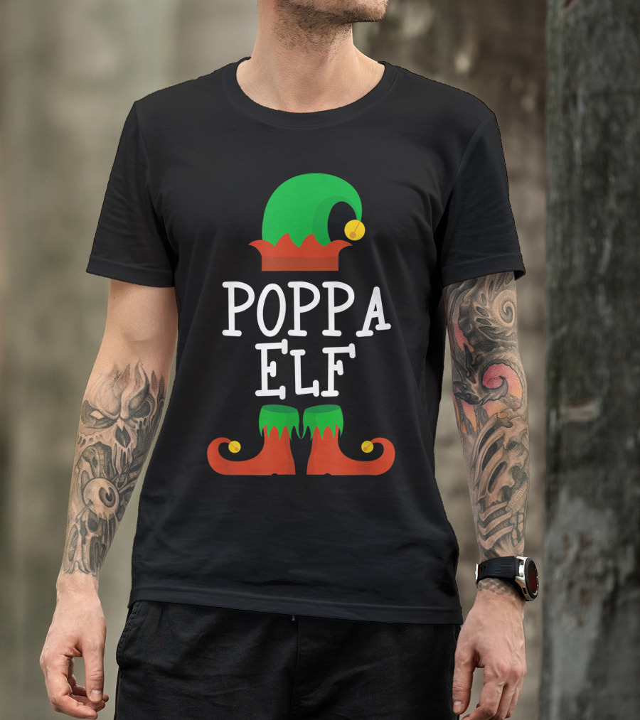 Poppa Elf Hat And Shoes Christmas T-Shirt