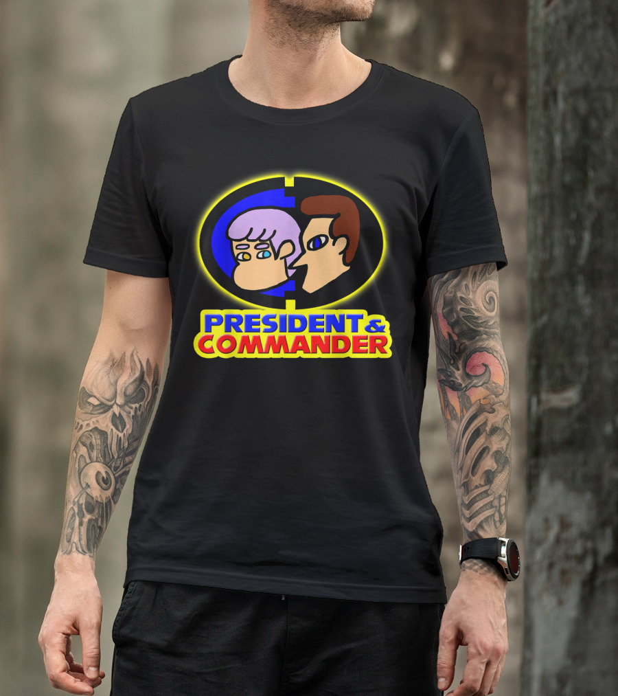 President And Commander Cartoon Emblem T-Shirt
