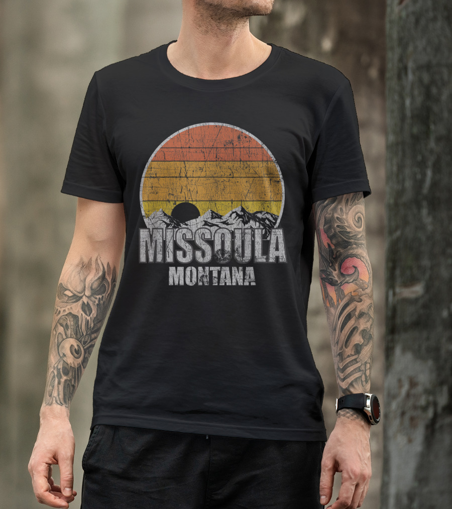 Retro Missoula Montana Vintage Sunset Mountains T-Shirt