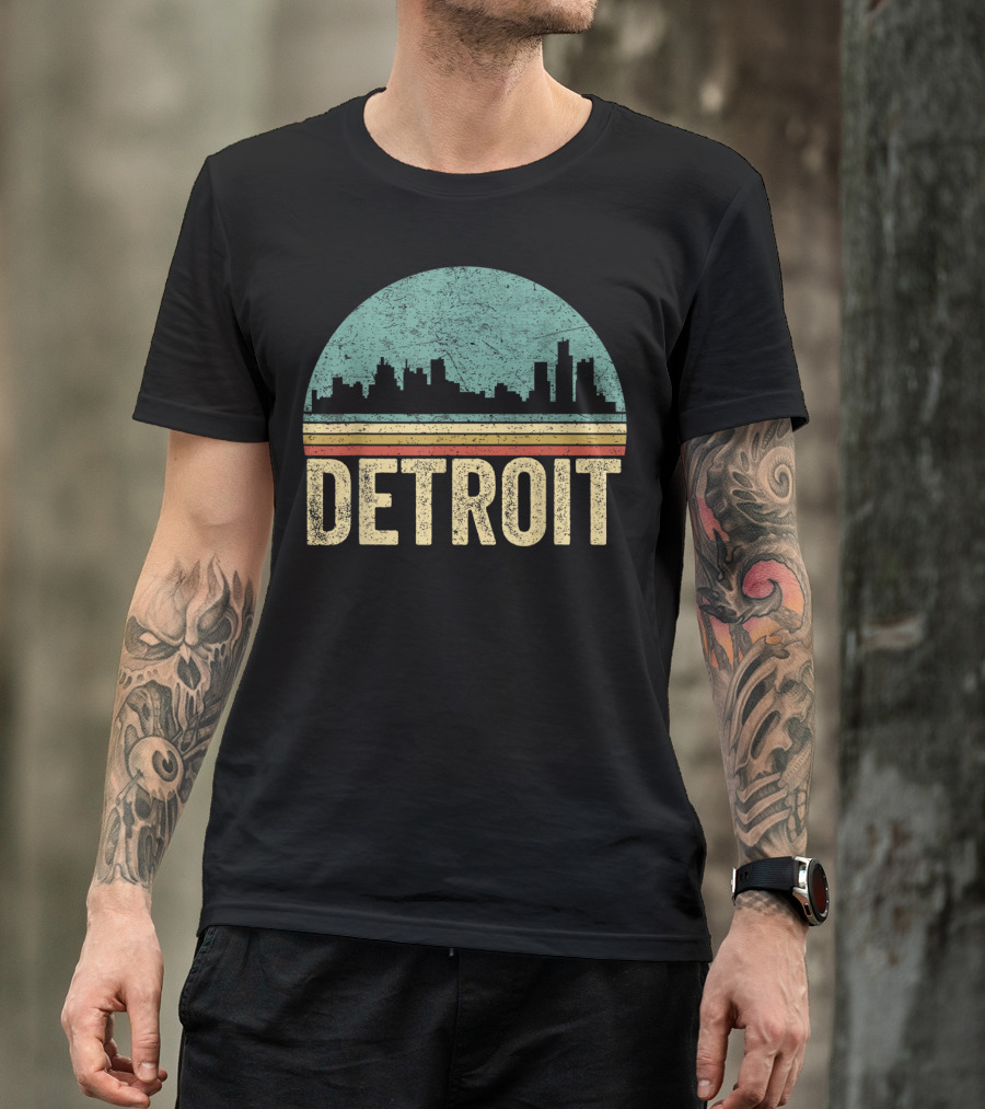 Retro 70s 80s Detroit Skyline Vintage T-Shirt