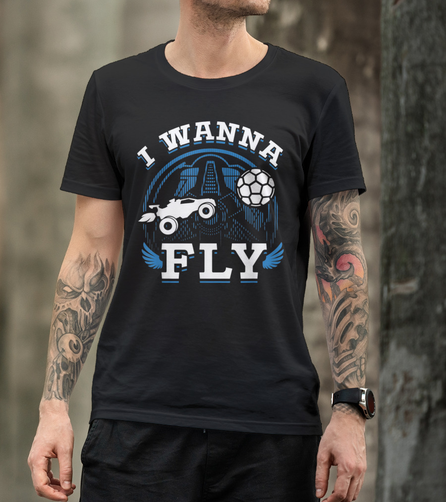 Rokt Leeg I Wanna Fly Funny Troll Car Soccer T-Shirt
