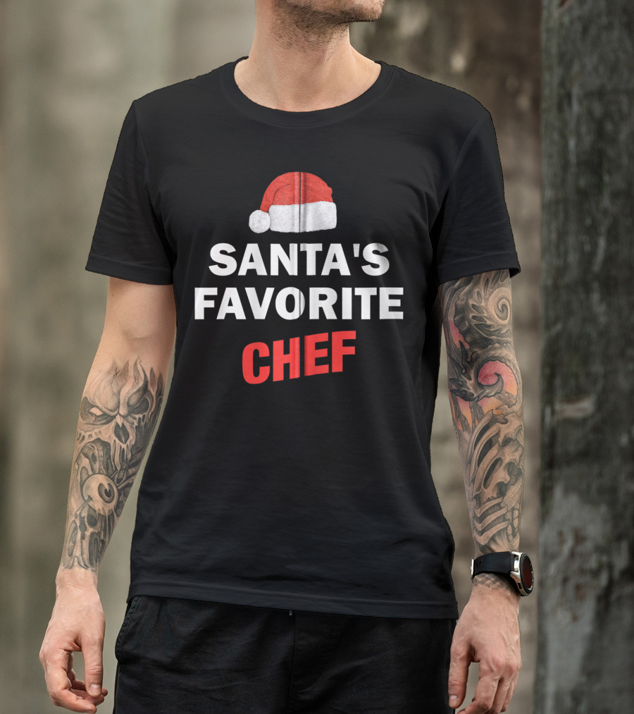 Santa's Favorite Chef Christmas Hat T-Shirt
