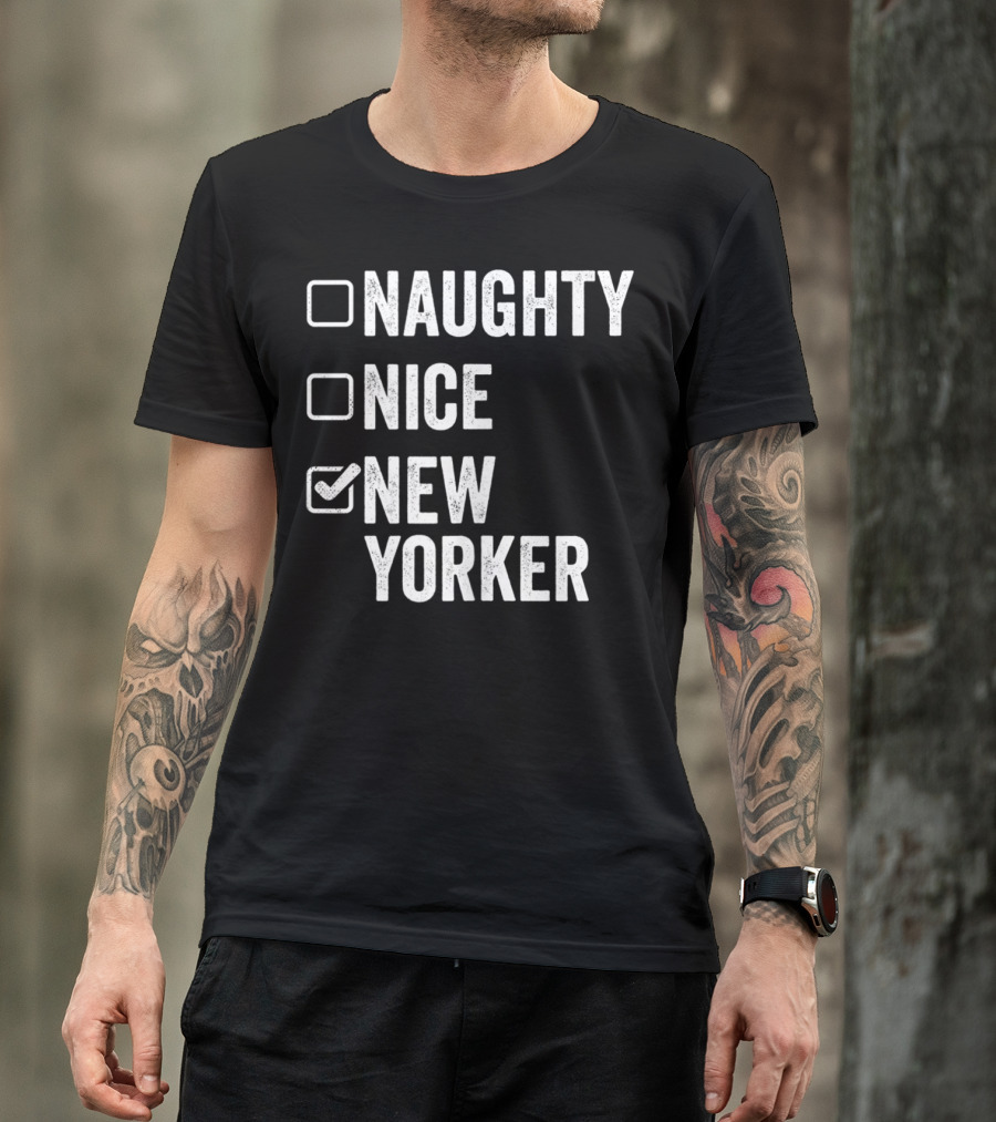 Santa's Naughty Nice New Yorker Checkbox Christmas List T-Shirt