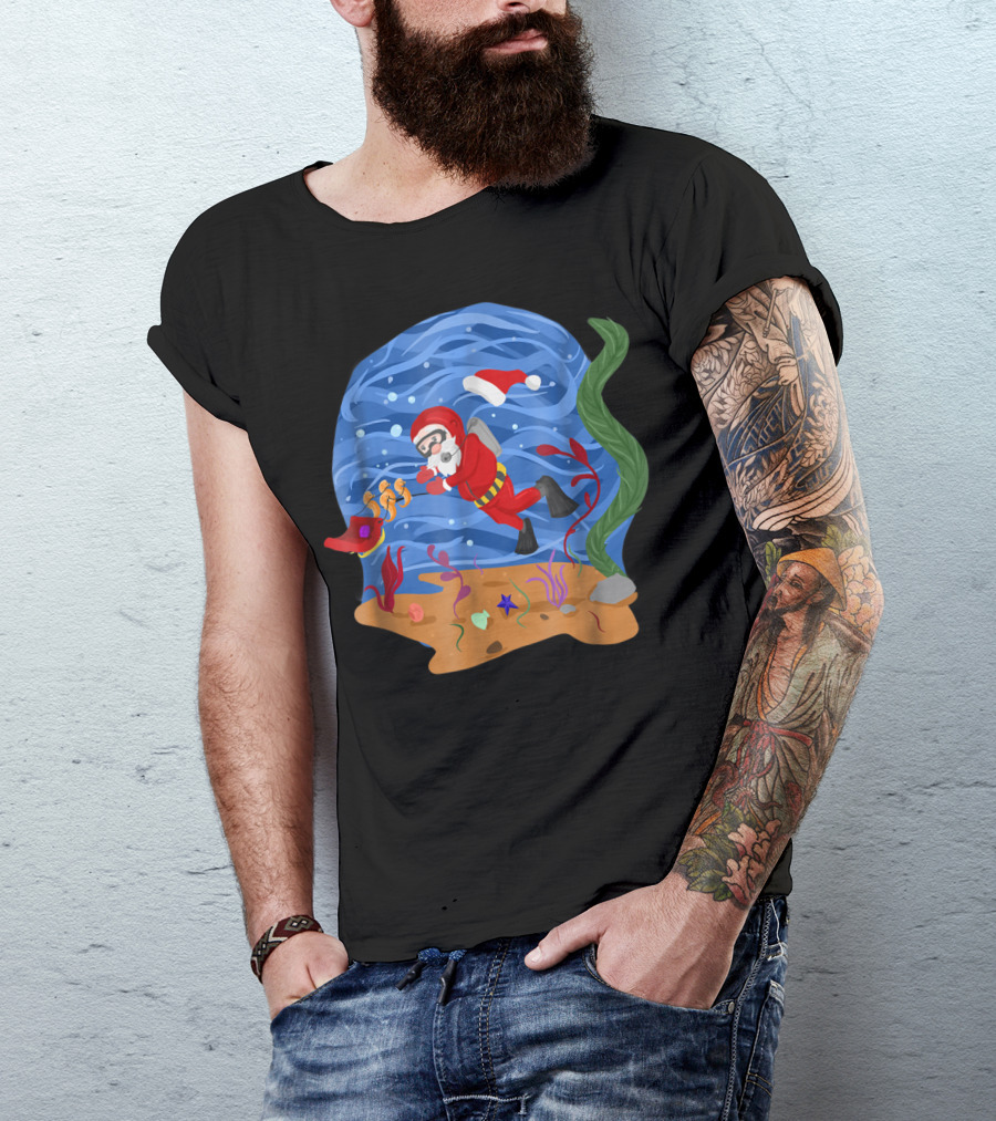 Santa Claus Scuba Diving Underwater Adventure T-Shirt