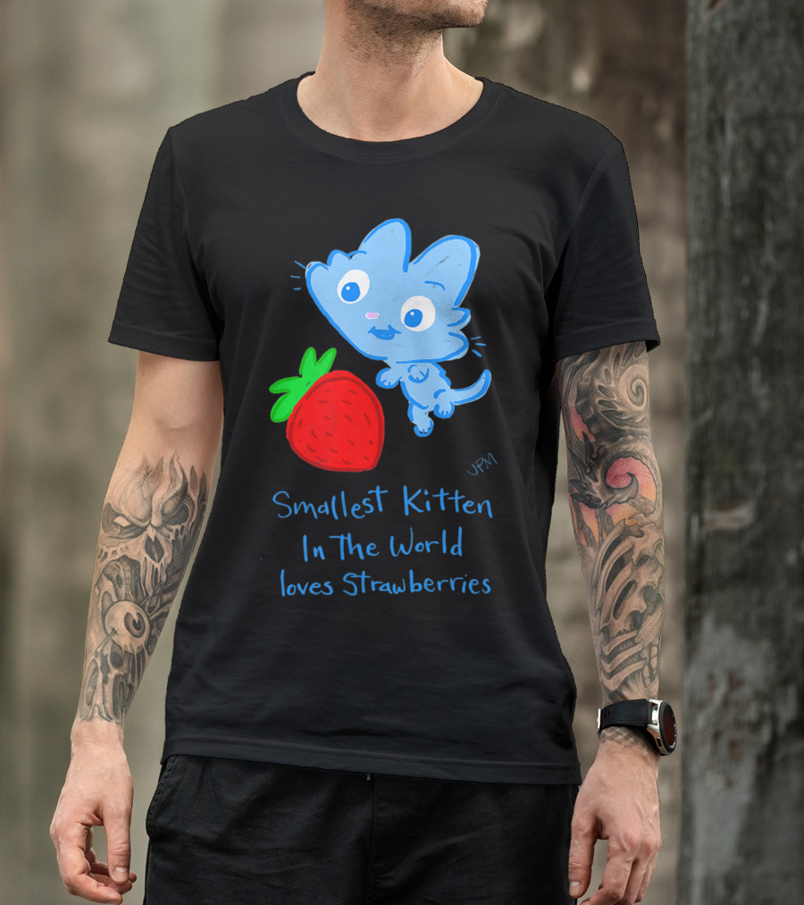 Smallest Kitten In The World Loves Strawberries T-Shirt