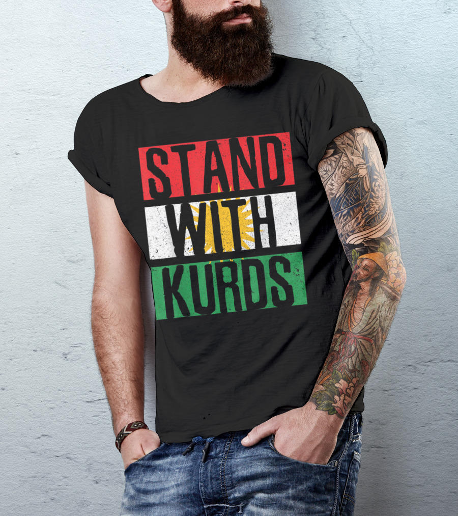 Stand With Kurds Free Kurdistan Kurdish Flag Colors T-Shirt