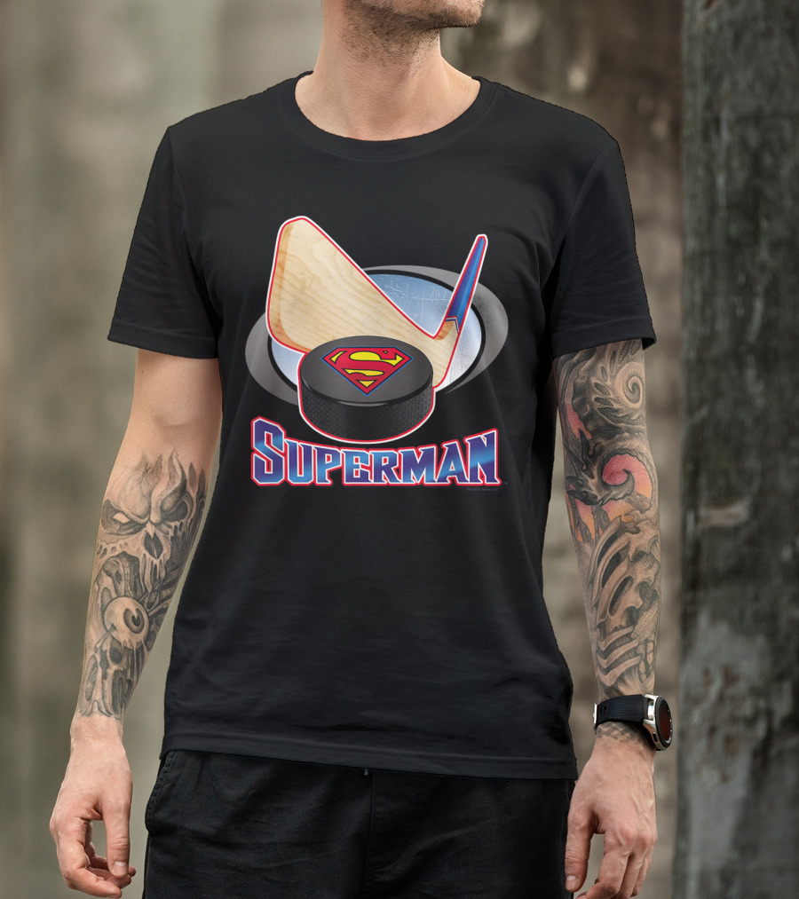 Superman Hockey Stick Puck T-Shirt