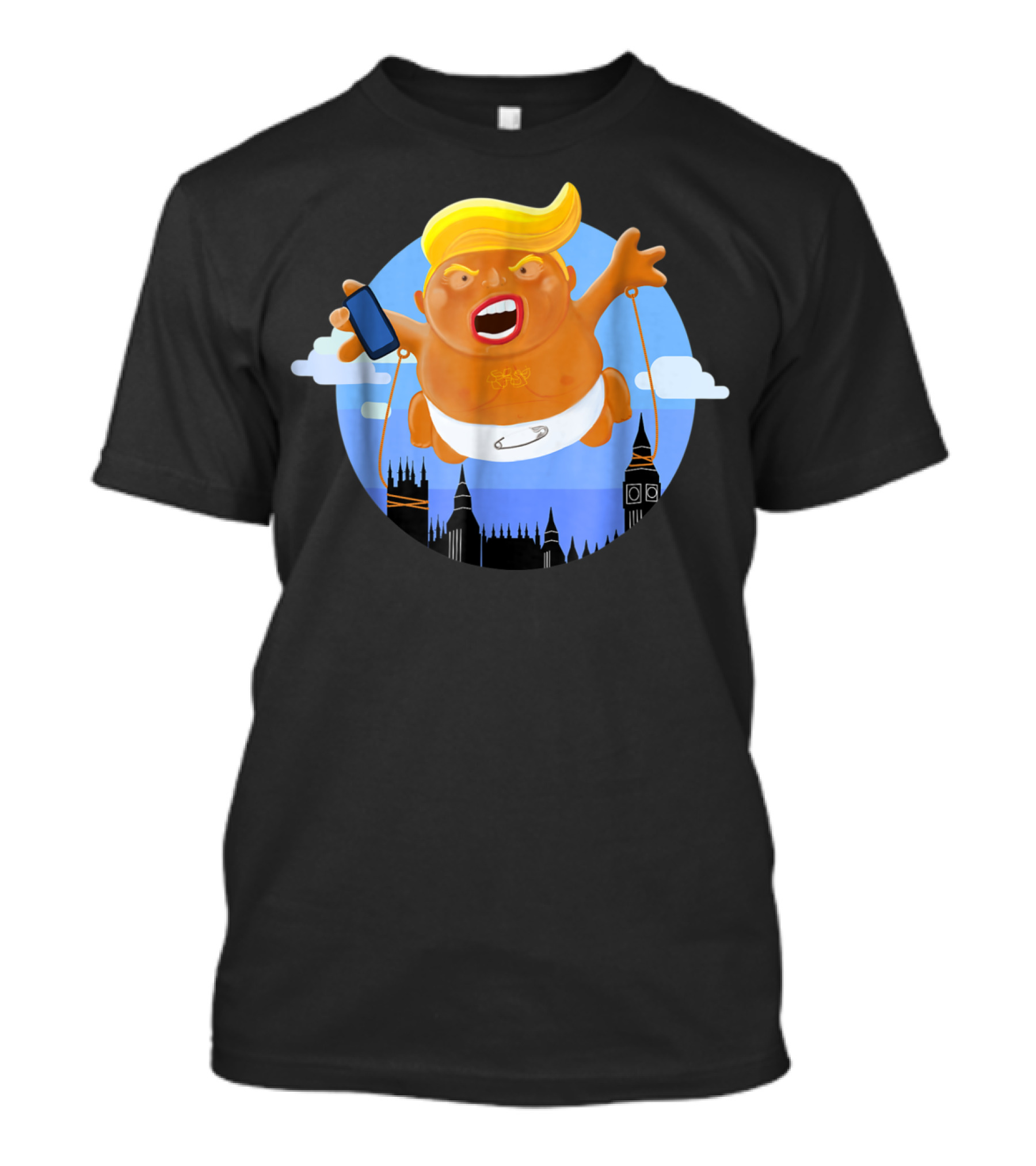 Trump Baby Blimp Over London Parliament Skyline T-Shirt