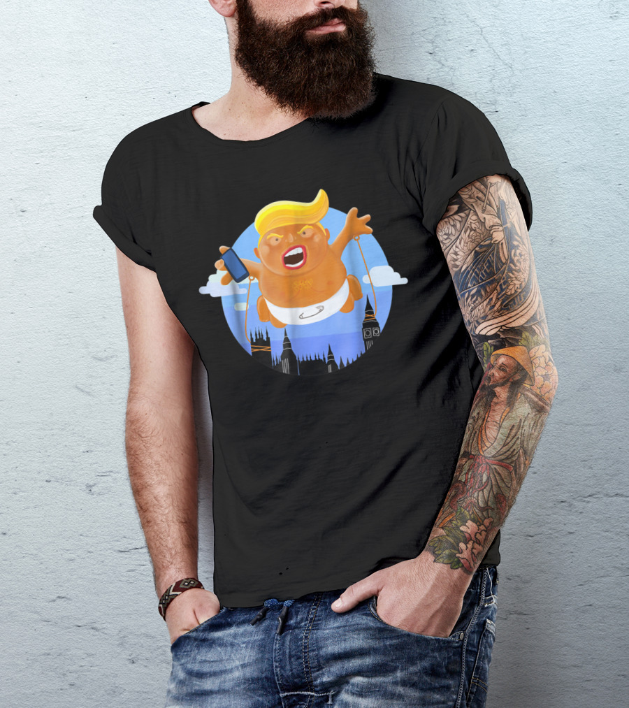 Trump Baby Blimp Over London Parliament Skyline T-Shirt