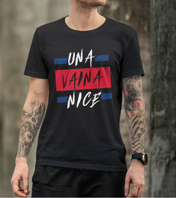 Una Vaina Nice Funny Dominican Bold Red And Blue Text T-Shirt
