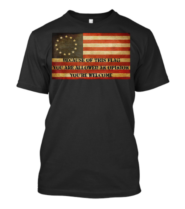 Because Of This Flag You Are Allowed An Opinion You're Welcome USA Betsy Ross American Flag The Original T-Shirt