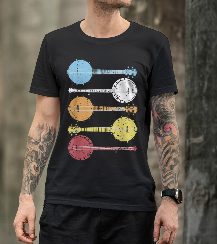 Vintage Banjo Country Music Colorful Banjos T-Shirt