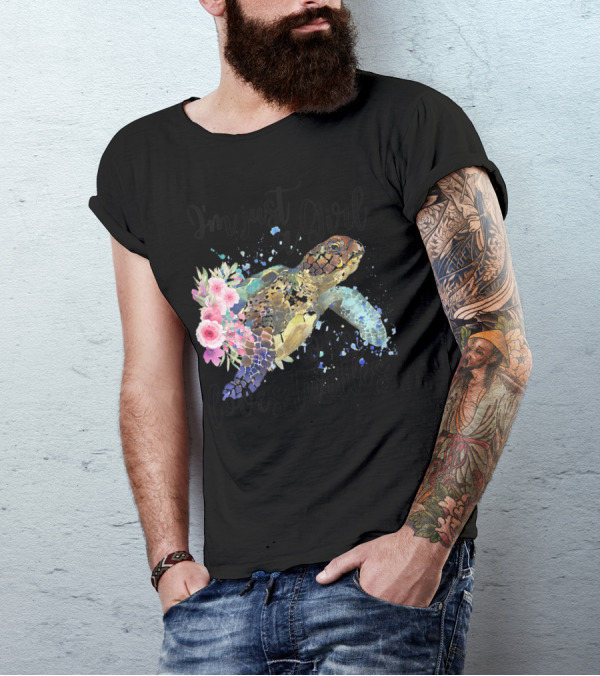 I'm Just A Girl Who Loves Turtles With Floral Turtle T-Shirt