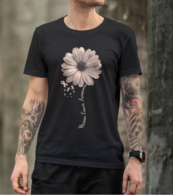 Uterine Cancer Awareness Flower Ribbon T-Shirt